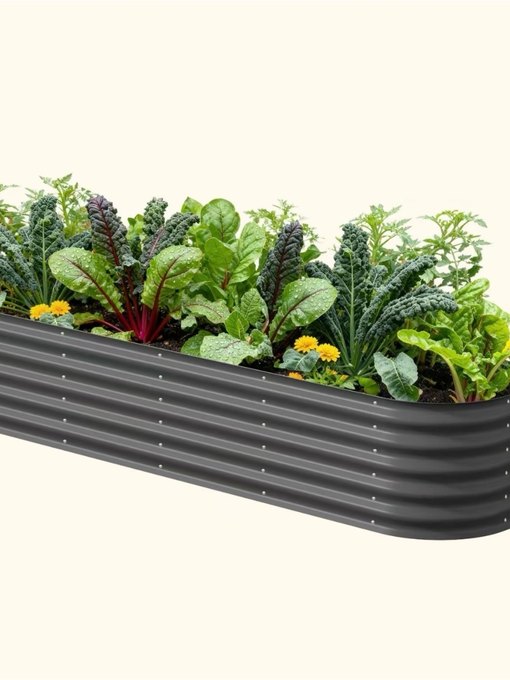 Corrugated Metal Raised Garden Bed - Dark Gray